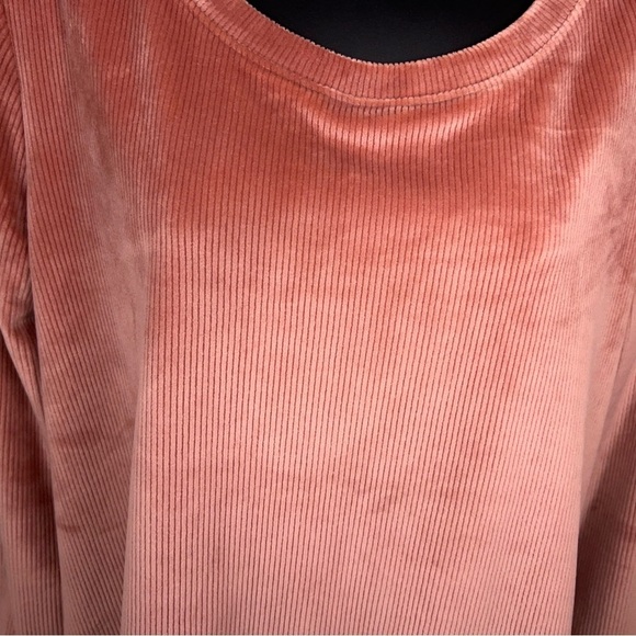Medium Soma Mauve Pink Peachy Ribbed Velour Sweatshirt Loungewear Casual - Picture 3 of 14